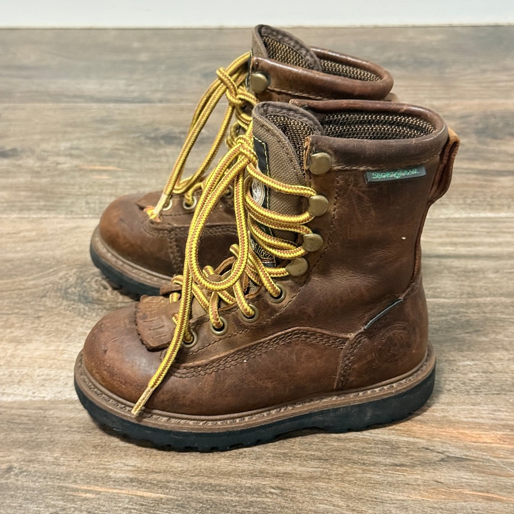 Georgia Little Boys Insulated Outdoor Waterproof Lace-Up Boots, Tan,9M